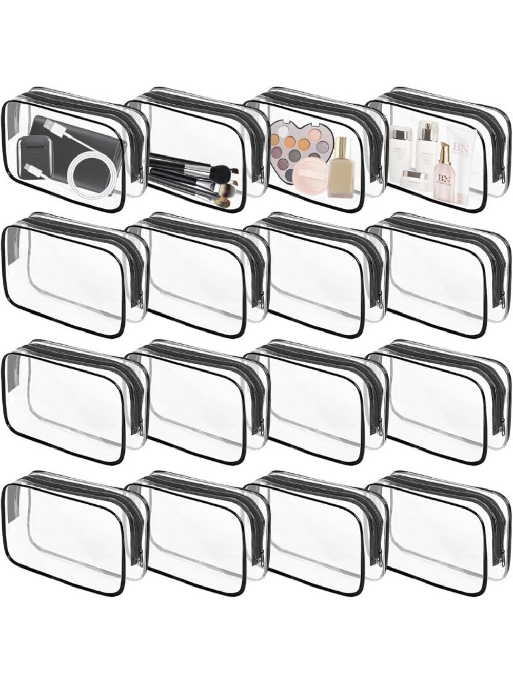 16 Clear Makeup Bags Set, TSA Approved Toiletry Pouches, Waterproof Travel